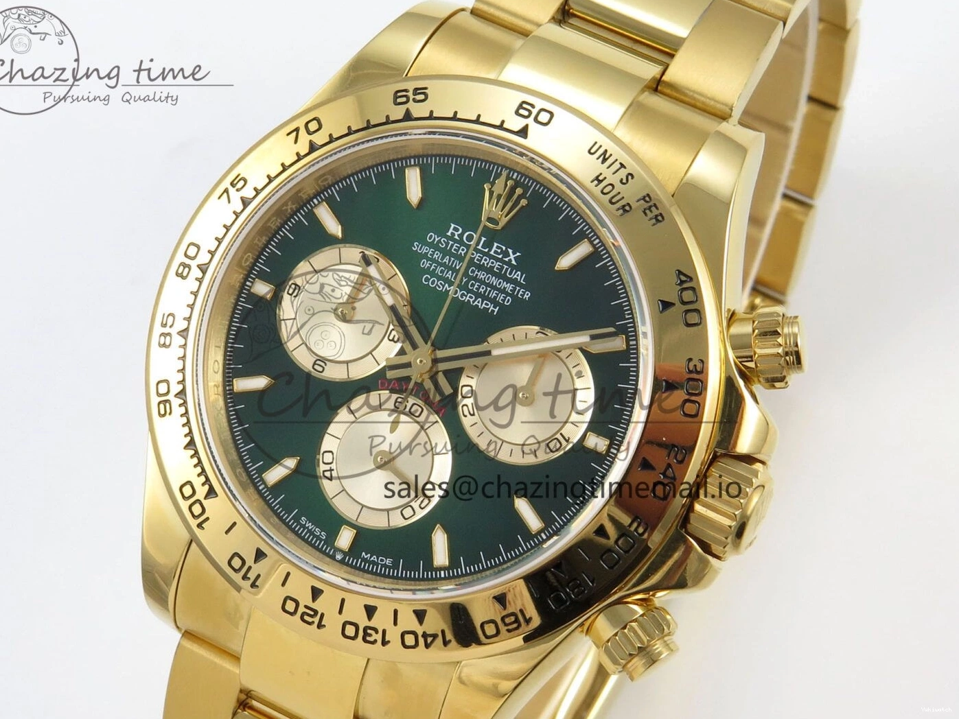 1:1 Edition V6（Gain YG Dial Weight） QF Daytona Best SH4131 Green On 126508 Markers Bracelet Stick 0105